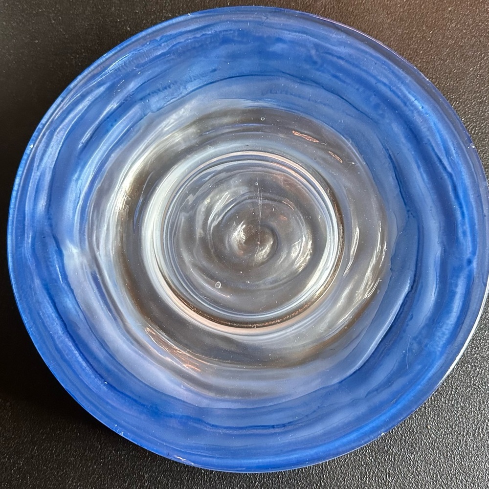 Blue and Clear Glass Art Dinner Plate
